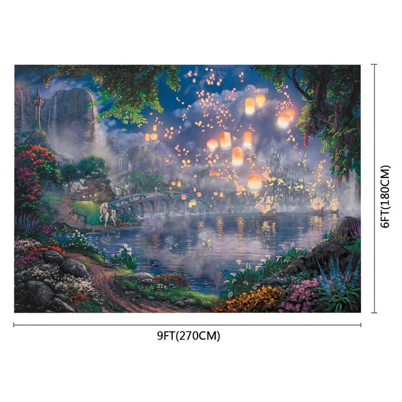 SSCSTS Fairy Tale Prince Beauty Backdrop 9x6ft Palace Castle Garden Lake Lantern Romantic Dating Girl Princess Birthday Party Photography Background Photo Studio Prop Wallpaper LYST910 - Image 2